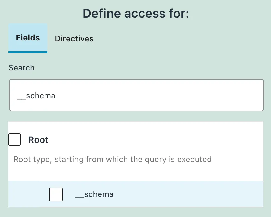 __schema field in the Access Control List __schema field in the Access Control List