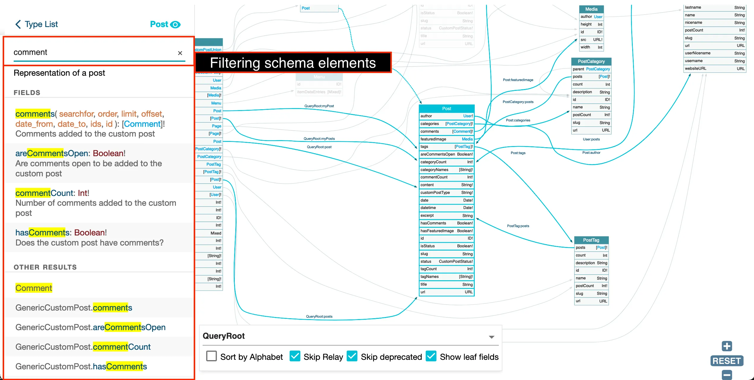 Filtering schema elements Filtering schema elements
