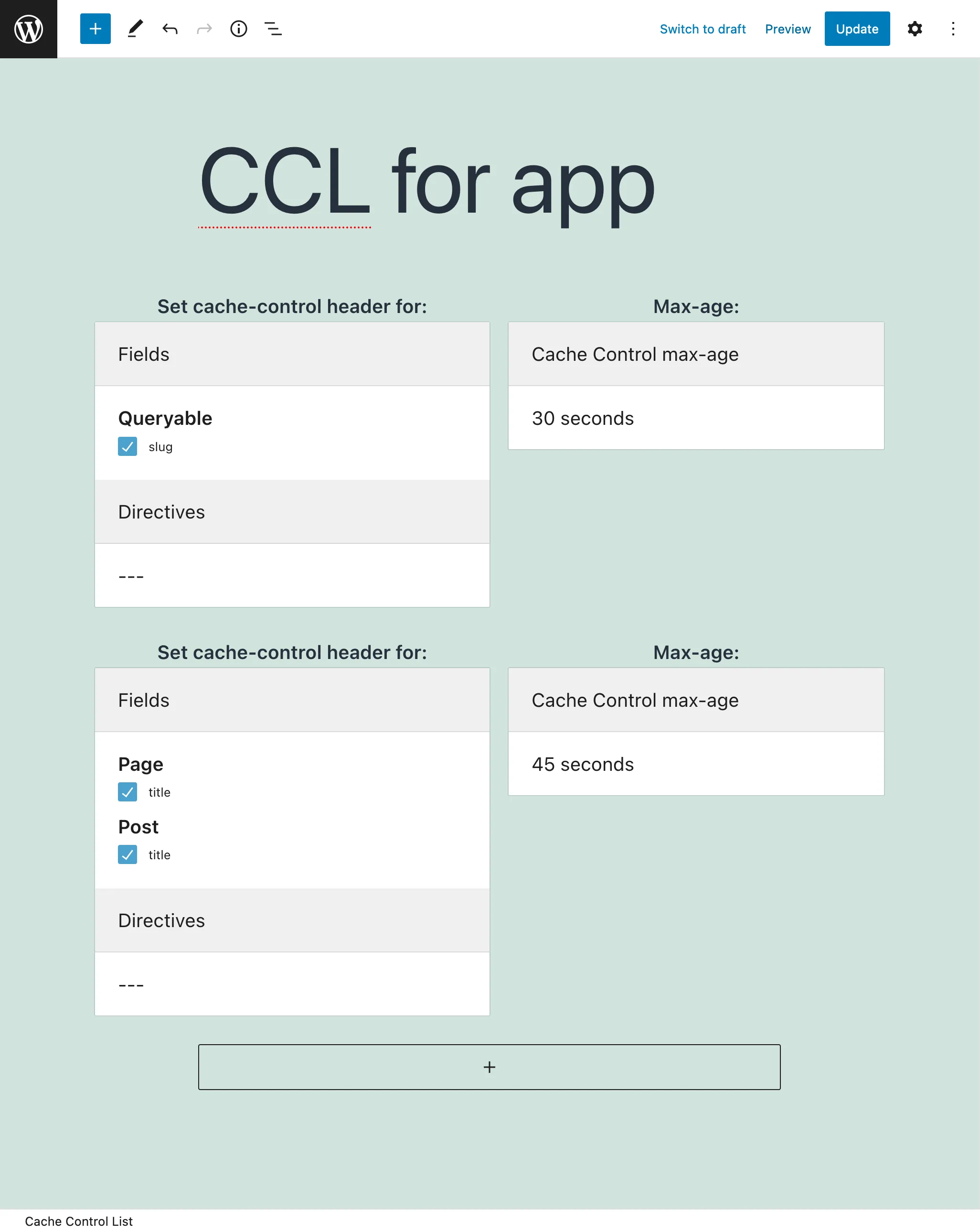 Creating a Cache Control List Creating a Cache Control List
