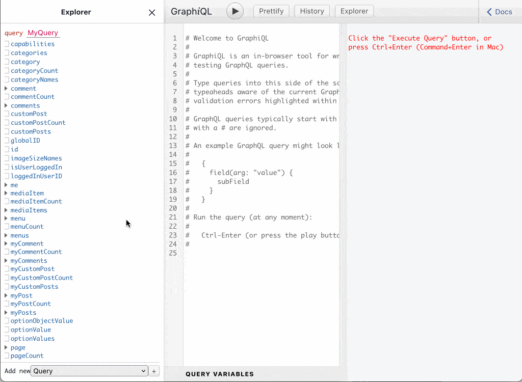 Composing a persisted query with the Explorer Composing a persisted query with the Explorer
