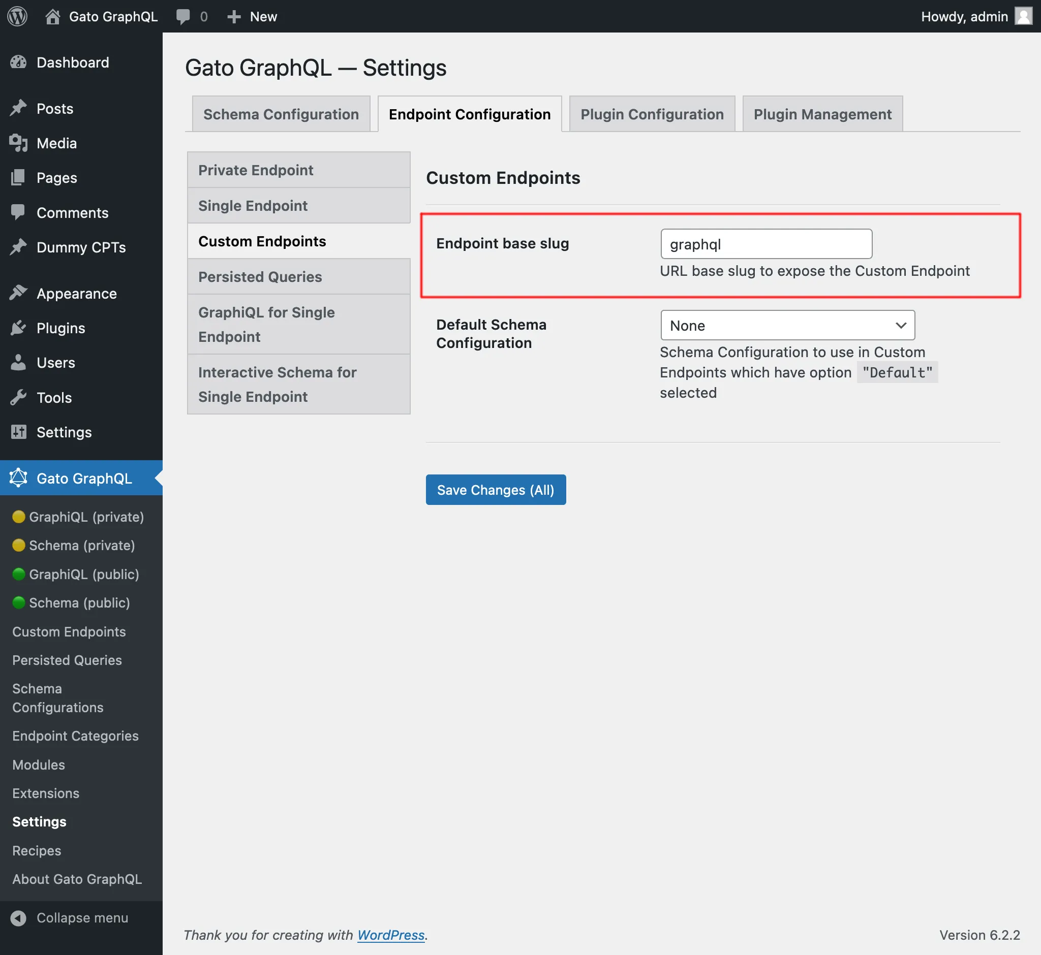 Custom endpoint Settings